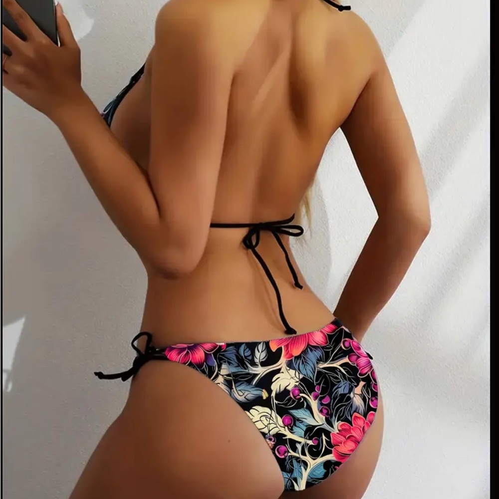 Floral Bikini Set - Black and Pink brand new - Picture 3 of 10